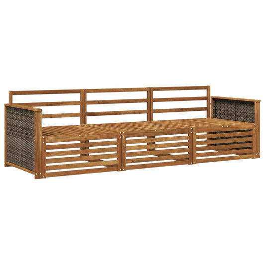 vidaXL Outdoor Sofa Set 3 pcs Natural Solid Acacia Wood