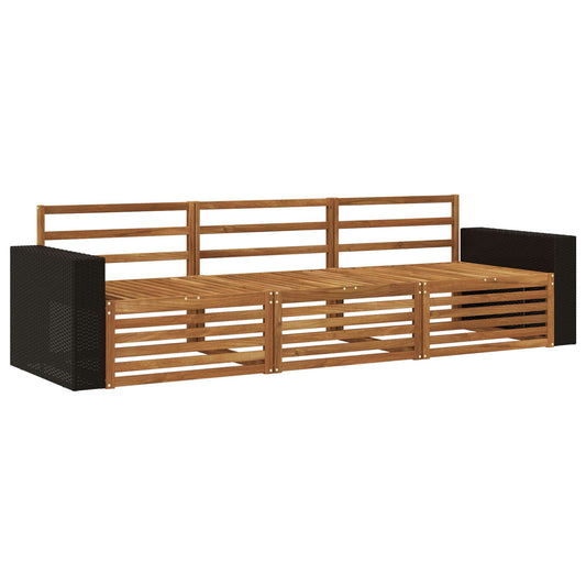 vidaXL Outdoor Sofa Set 3 pcs Natural Solid Acacia Wood