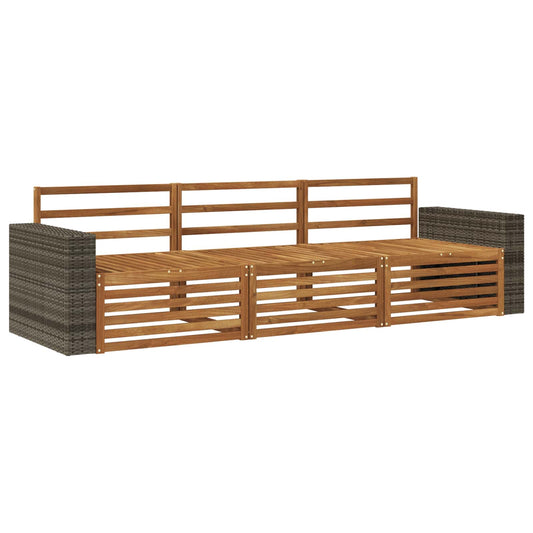 vidaXL Outdoor Sofa Set 3 pcs Natural Solid Acacia Wood
