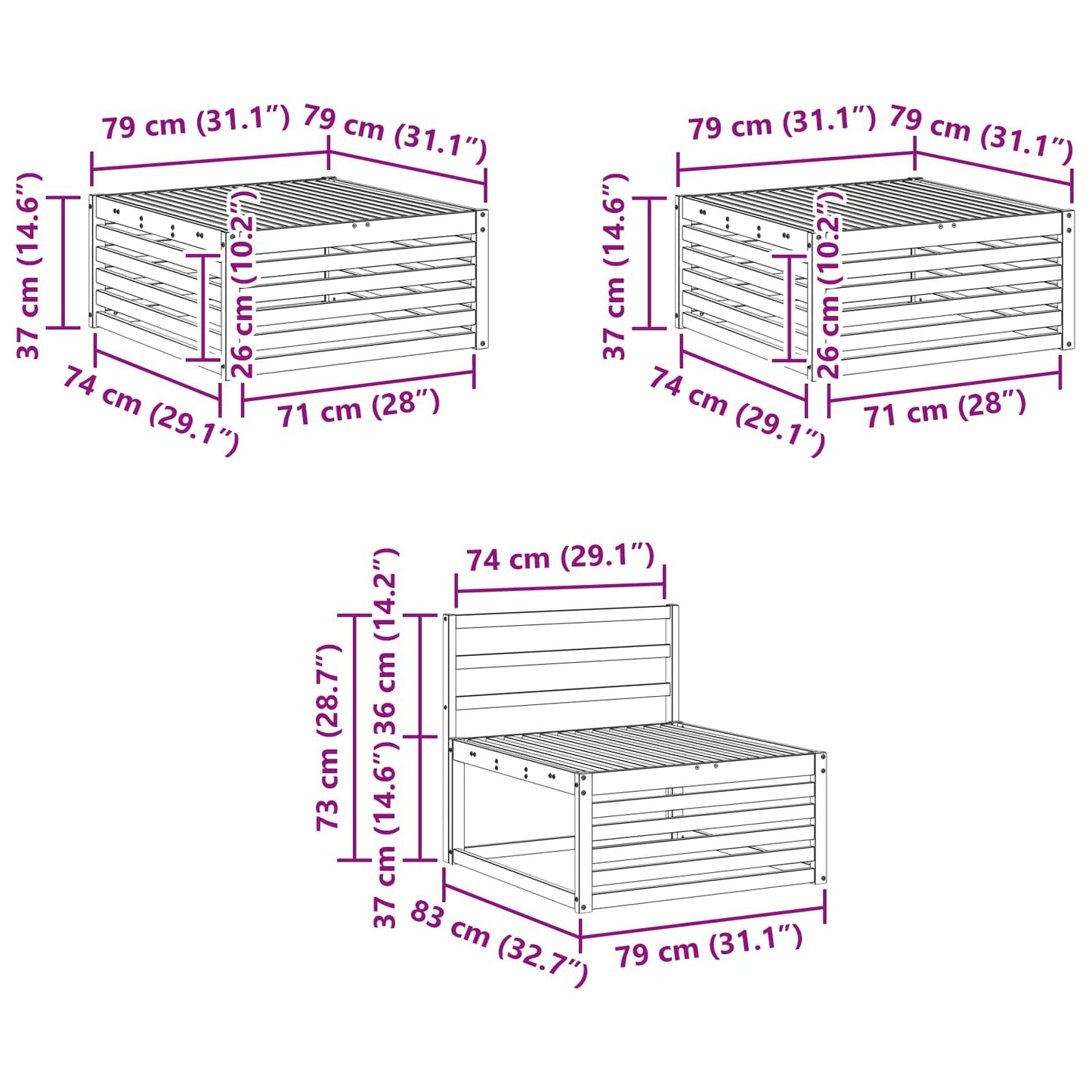 vidaXL Outdoor Sofa Set 6 pcs Natural Solid Acacia Wood