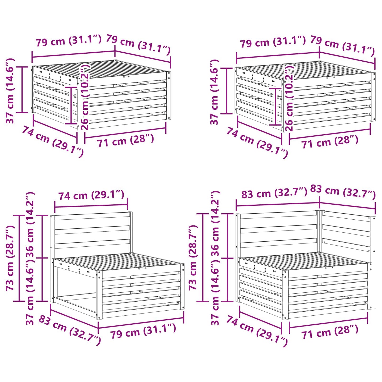 vidaXL Outdoor Sofa Set 7 pcs Natural