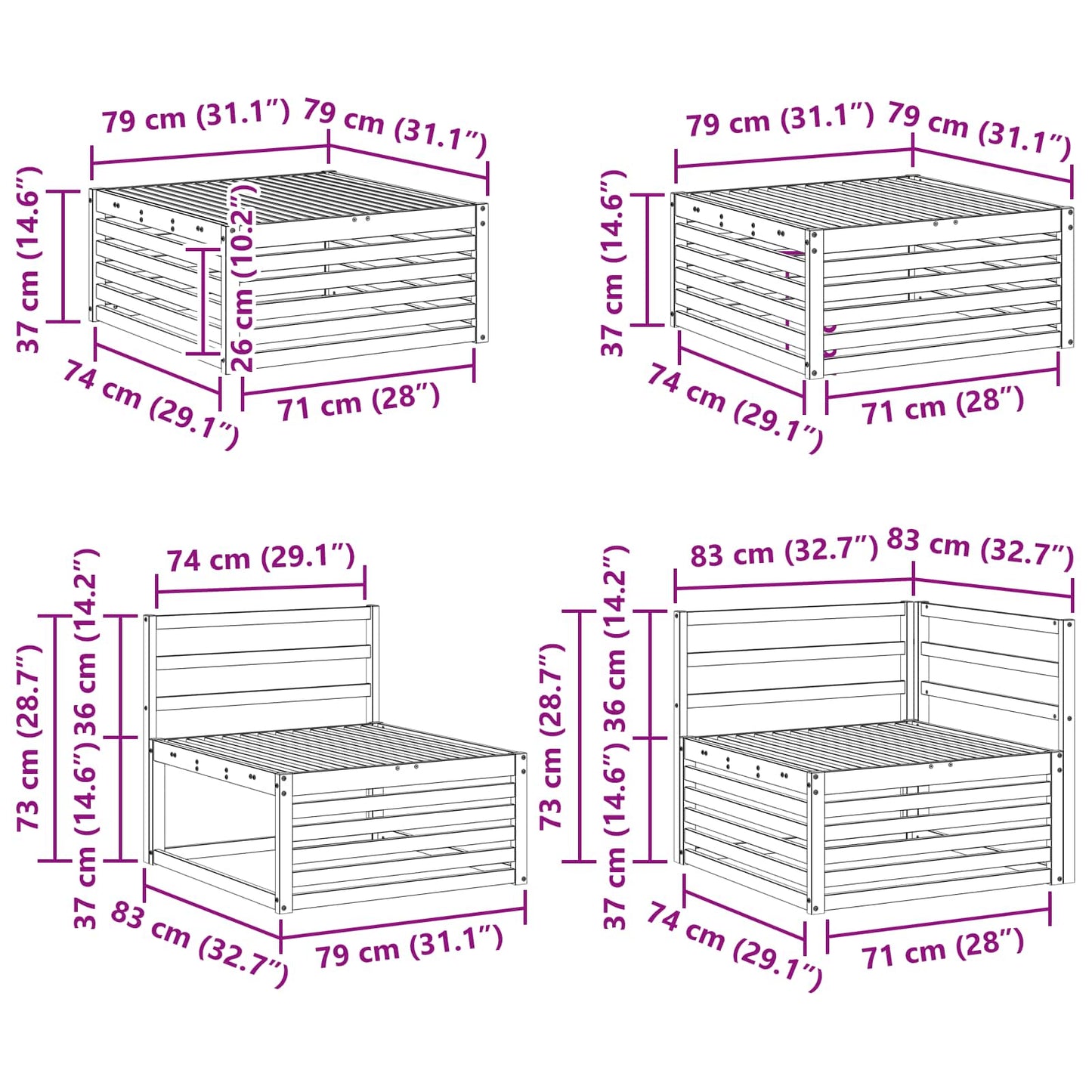 vidaXL Outdoor Sofa Set 8 pcs Natural