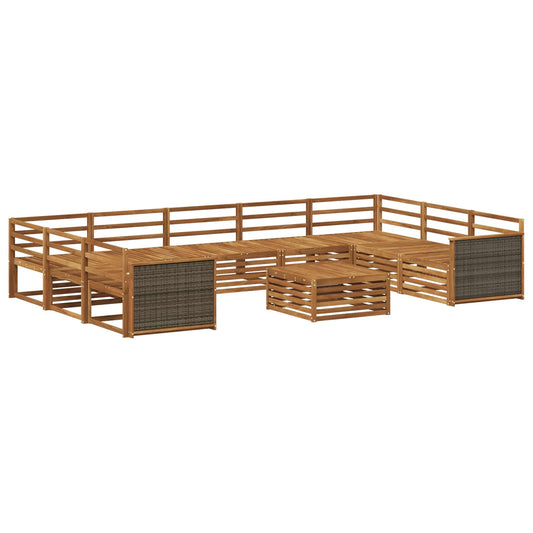 vidaXL Outdoor Sofa Set 10 pcs Natural Solid Acacia Wood