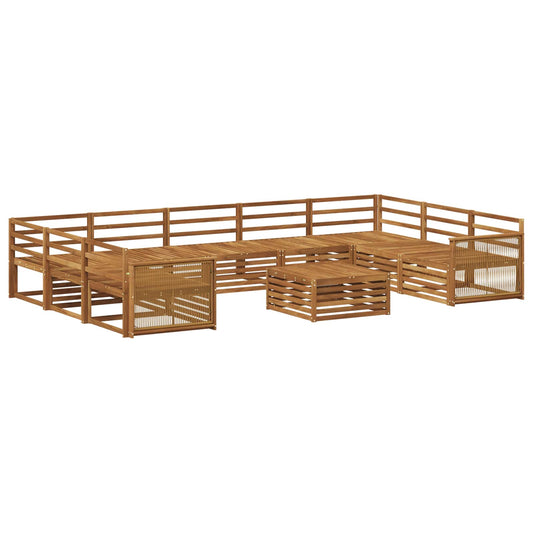 vidaXL Outdoor Sofa Set 10 pcs Natural Solid Acacia Wood