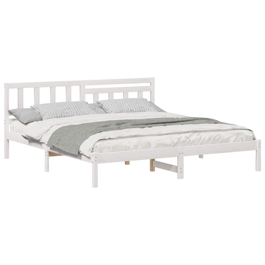 vidaXL Bed Frame with Headboard White 180 x 200 cm Solid Pine Wood