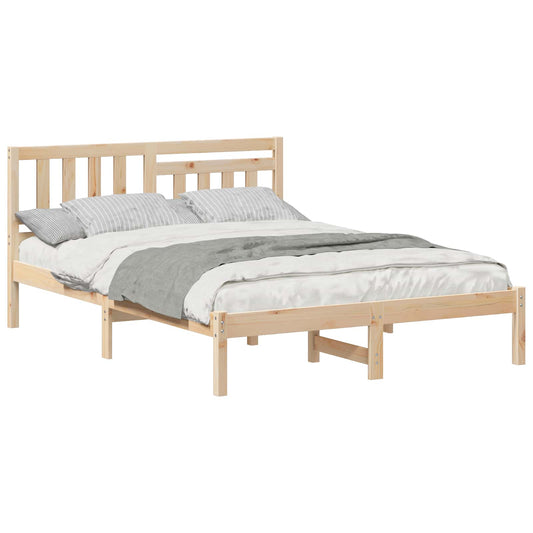 vidaXL Bed Frame with Headboard Brown 120 x 200 cm Solid Pine Wood