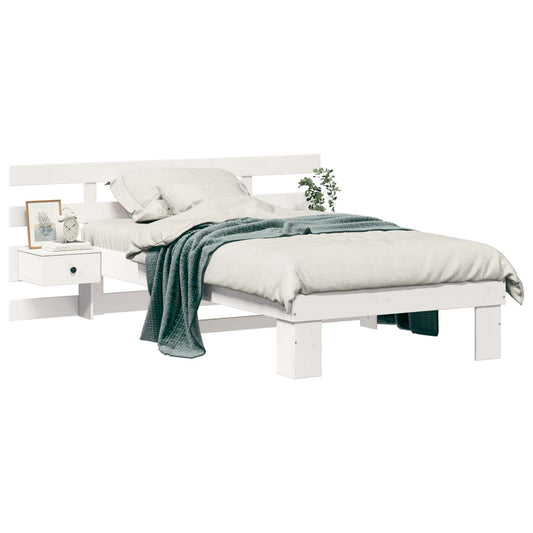 vidaXL Bed Frame with Headboard White 75 x 190 cm Solid Pine Wood