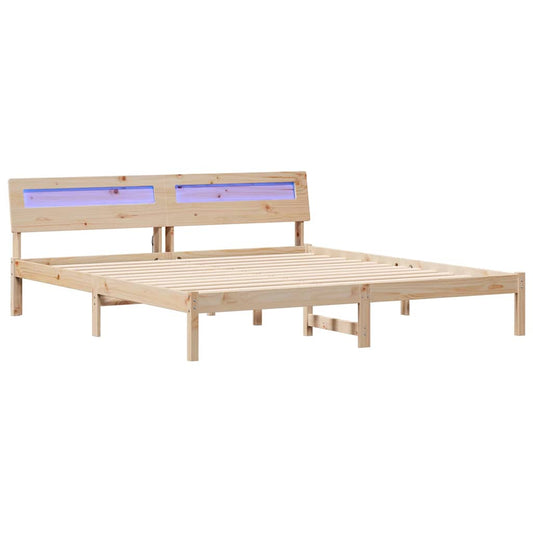 vidaXL Bed Frame with Headboard Brown 180 x 200 cm Solid Pine Wood