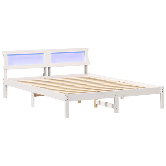 vidaXL Bed Frame with Headboard White 160 x 200 cm Solid Pine Wood