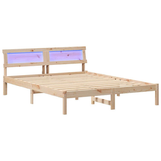 vidaXL Bed Frame with Headboard Brown 140 x 200 cm Solid Pine Wood