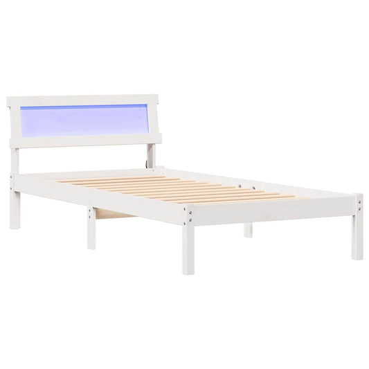 vidaXL Bed Frame with Headboard White 100 x 200 cm Solid Pine Wood