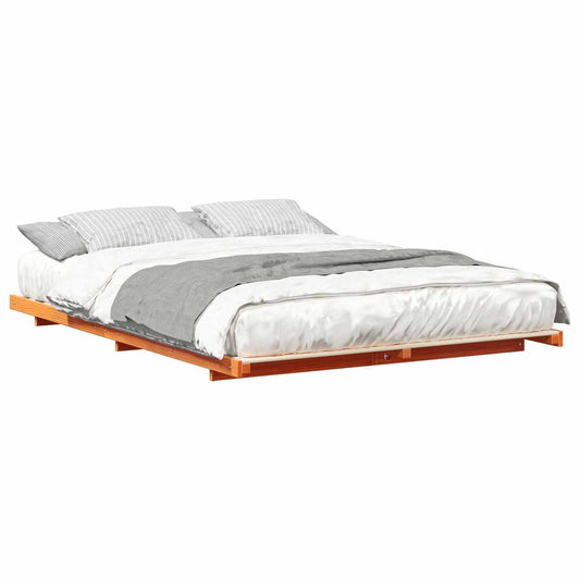 vidaXL Bed Frame Wax Brown 150 x 200 cm Solid Pine Wood
