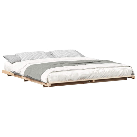 vidaXL Bed Frame Brown 200 x 210 cm Solid Pine Wood