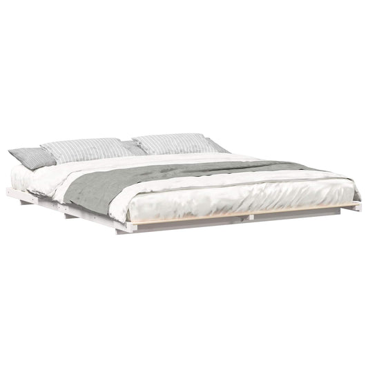 vidaXL Bed Frame White 200 x 210 cm Solid Pine Wood