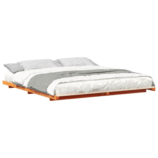 vidaXL Bed Frame Wax Brown 200 x 220 cm Solid Pine Wood