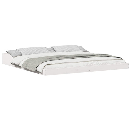 vidaXL Bed Frame White 200 x 200 cm Solid Pine Wood
