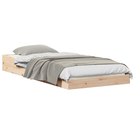 vidaXL Bed Frame Natural 100 x 200 cm Solid Pine Wood