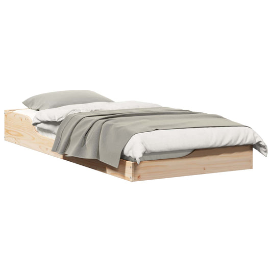 vidaXL Bed Frame Brown 100 x 200 cm Solid Pine Wood