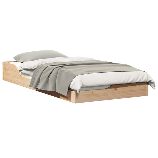 vidaXL Bed Frame Brown 75 x 190 cm Solid Pine Wood
