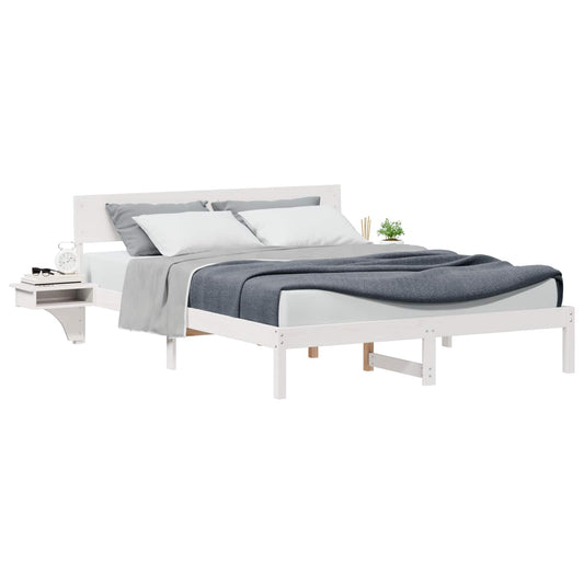 vidaXL Bed Frame with Headboard White 160 x 200 cm Solid Pine Wood