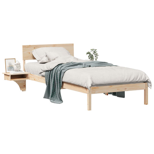 vidaXL Bed Frame with Headboard Brown 80 x 200 cm Solid Pine Wood