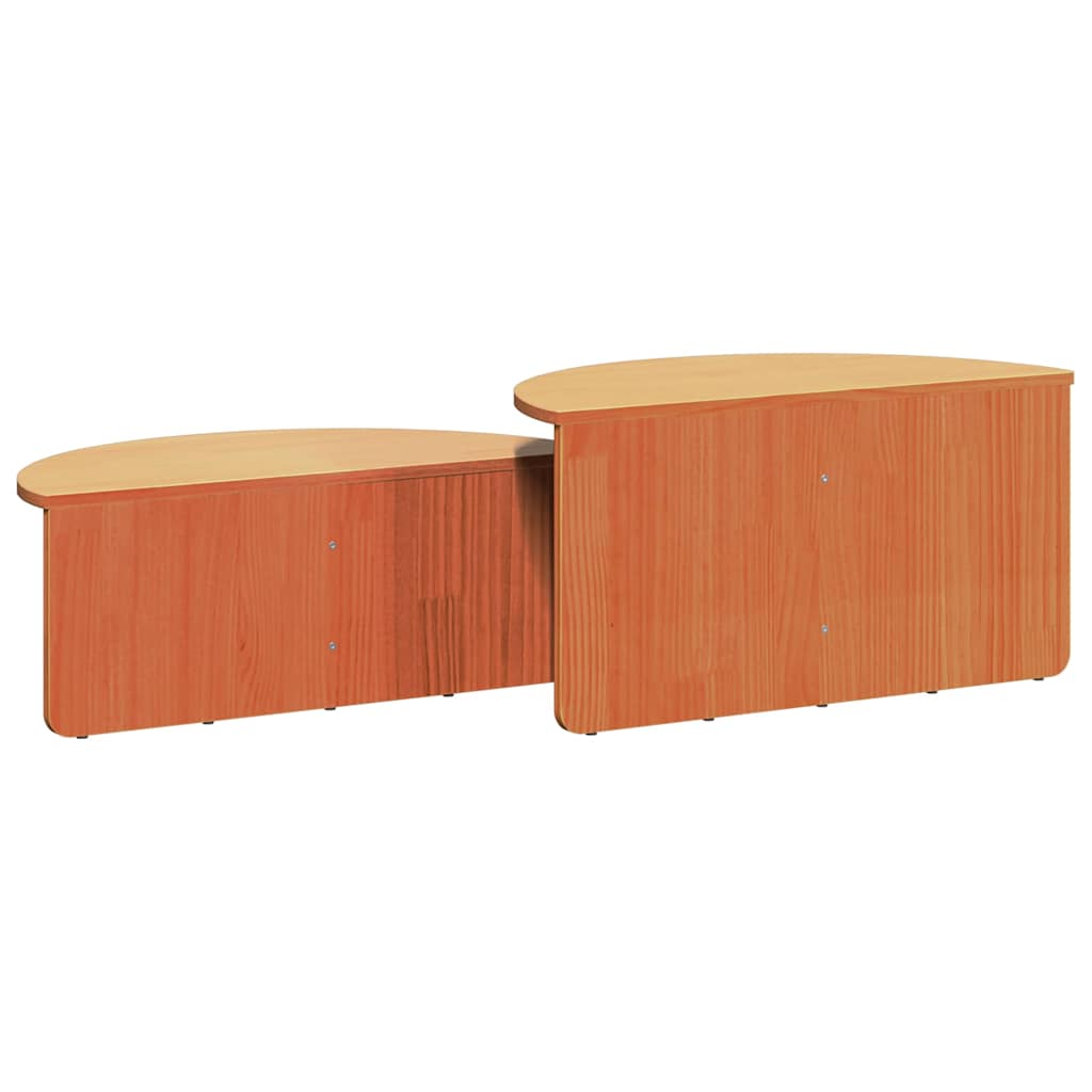 vidaXL Coffee Table 2 pcs Wax Brown Solid pine wood