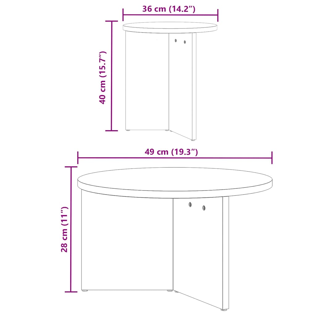 vidaXL Coffee Table 2 pcs White Solid Pine wood
