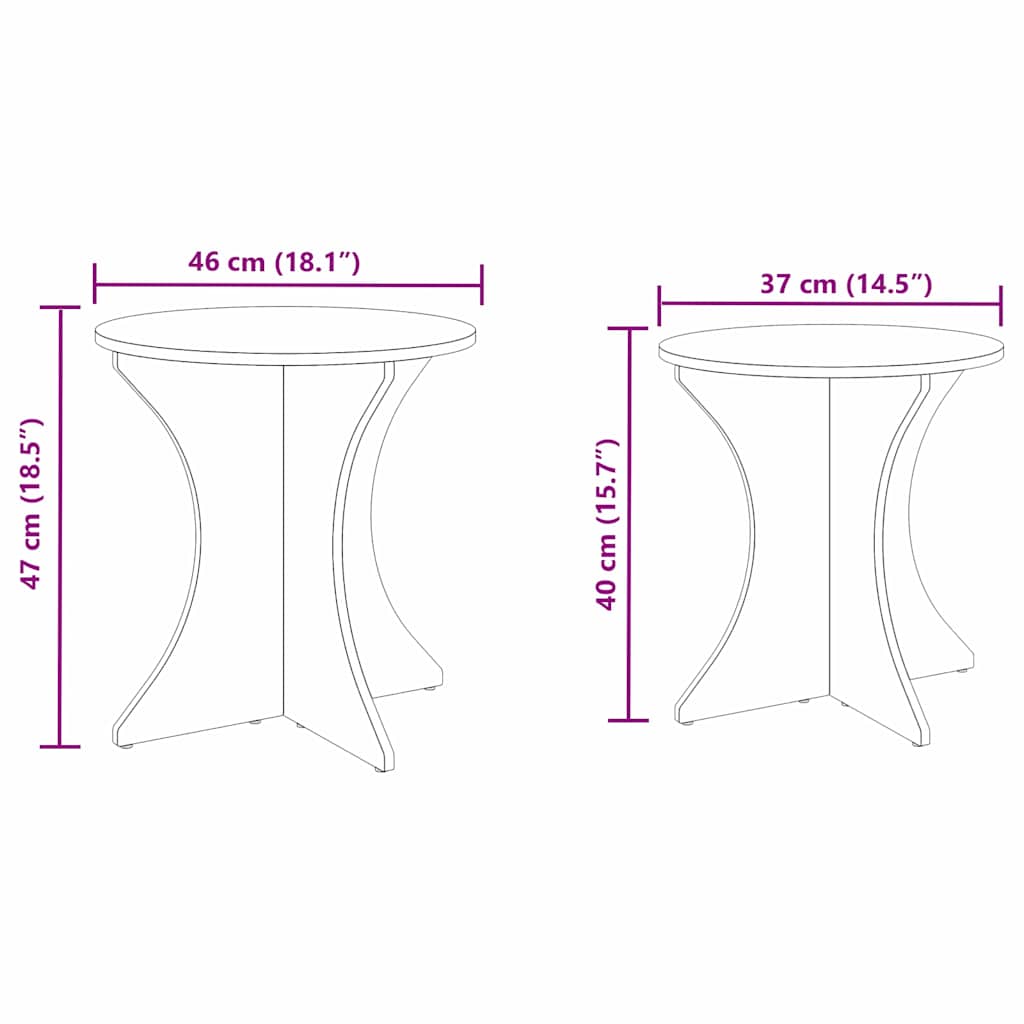 vidaXL Coffee Table 2 pcs White Solid pine wood