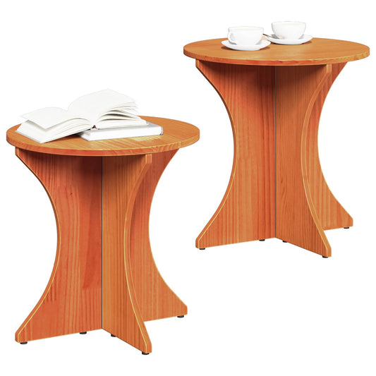 vidaXL Coffee Table 2 pcs Wax Brown Solid pine wood