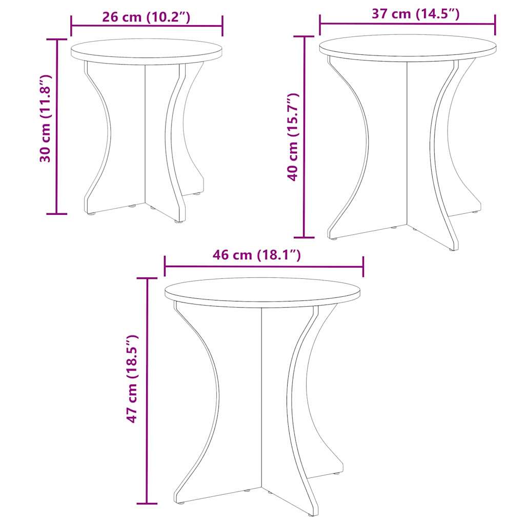 vidaXL Coffee Table 3 pcs Wax Brown