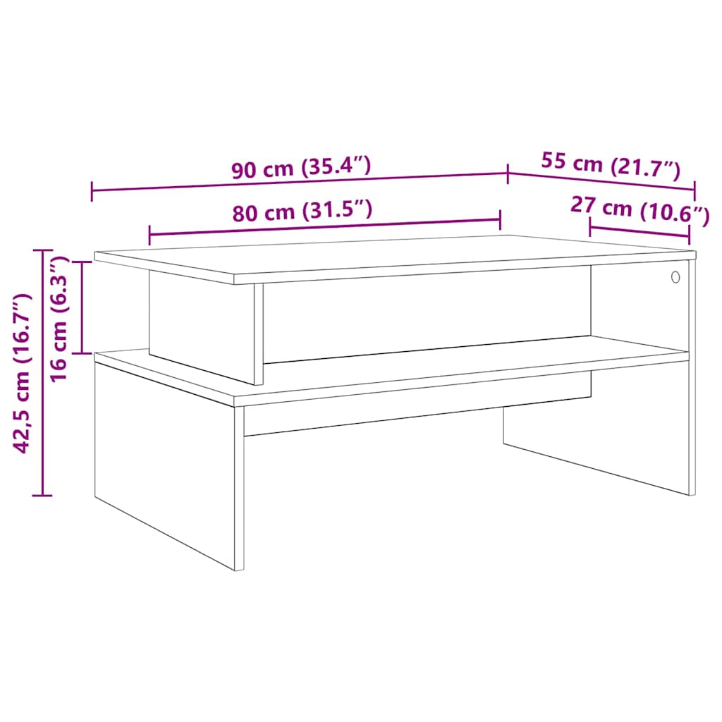 vidaXL Coffee Table Old Wood 90 x 55 x 42.5 cm Engineered Wood