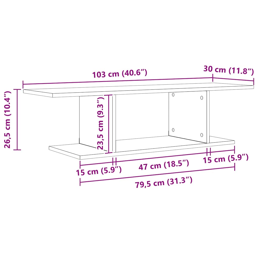 vidaXL TV Cabinet Set 103 x 30 x 26.5 cm Black Engineered Wood