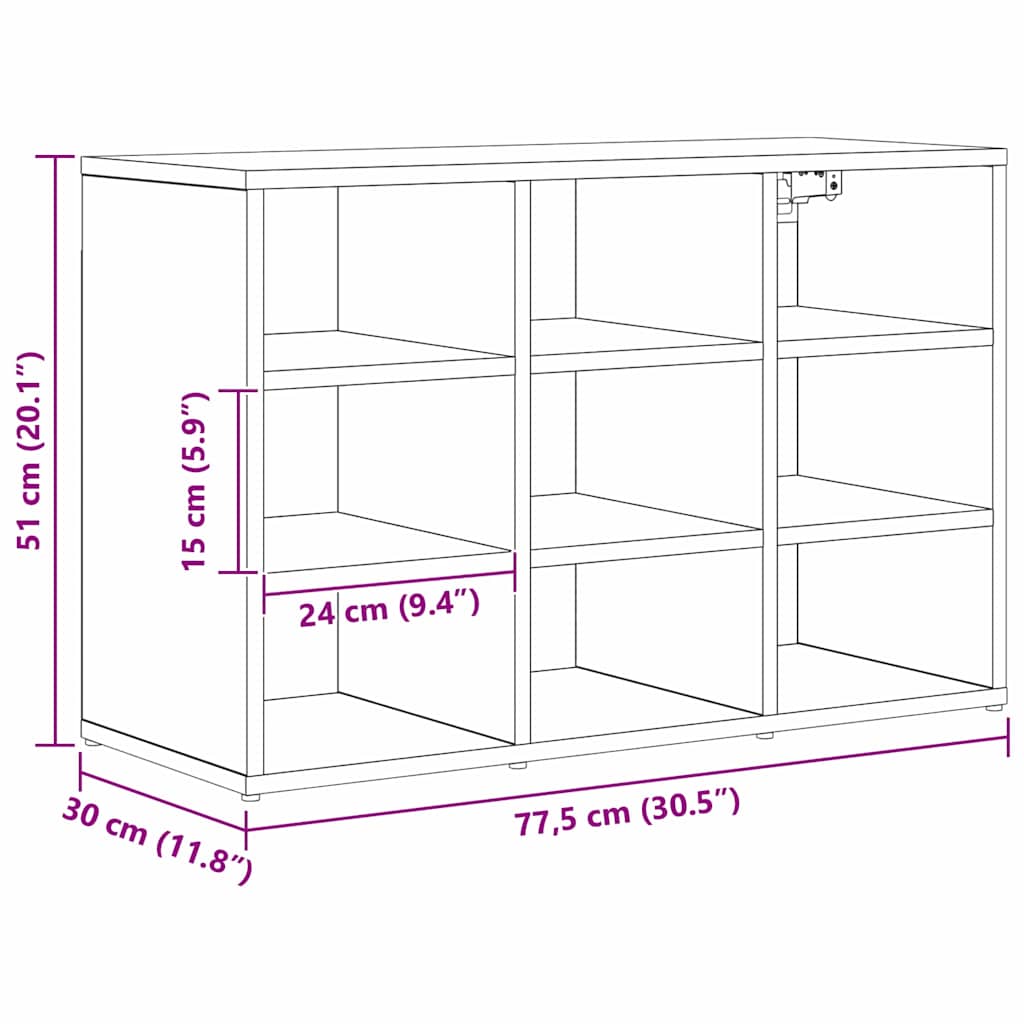 vidaXL Shoe Cabinet 77.5 x 30 x 51 cm Engineered Wood Black Oak