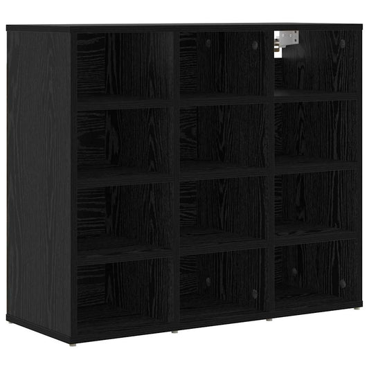 vidaXL Shoe Cabinet 77.5 x 30 x 67 cm Engineered Wood Black Oak
