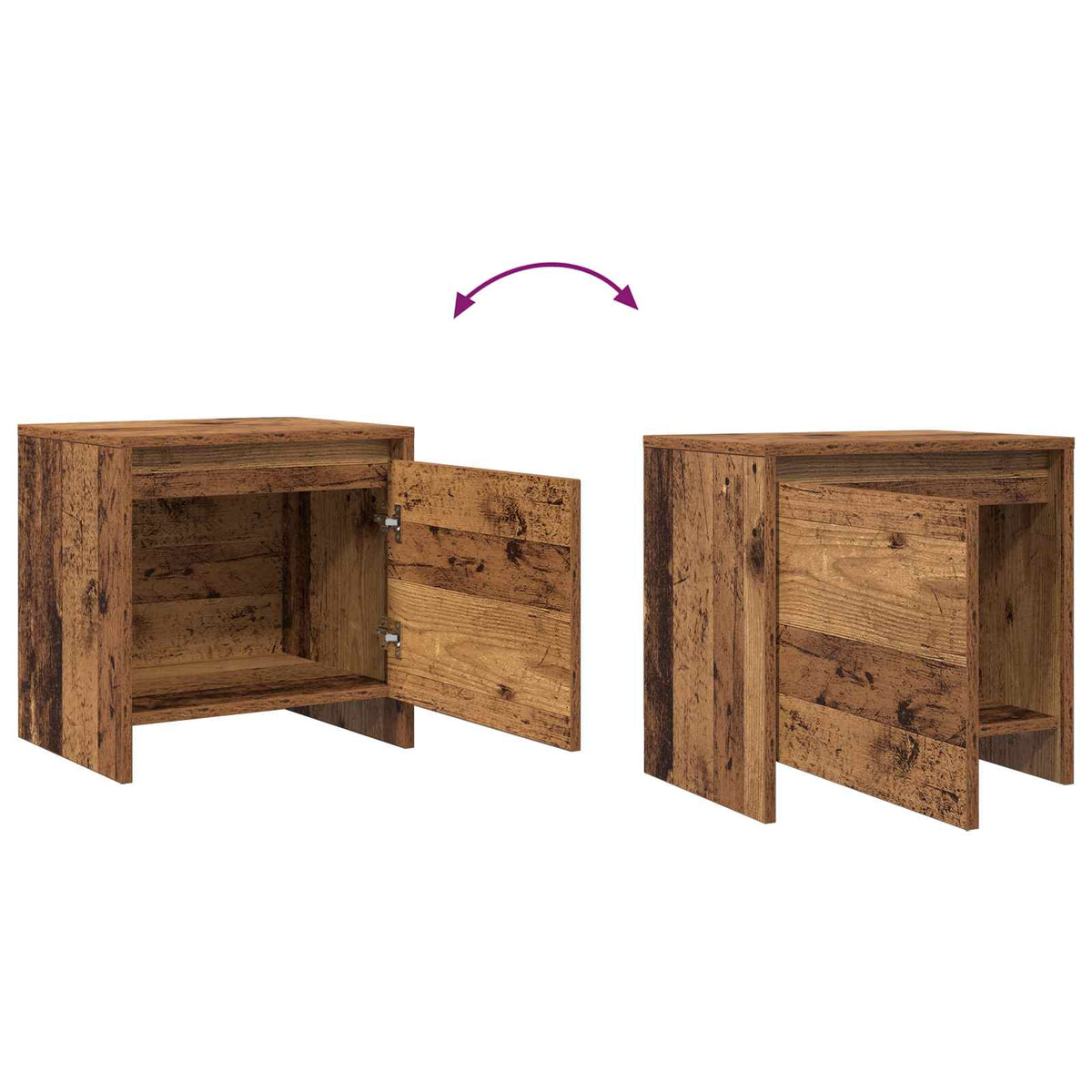 vidaXL Bedside Cabinet Old Wood 45 x 34 x 44.5 cm Engineered Wood
