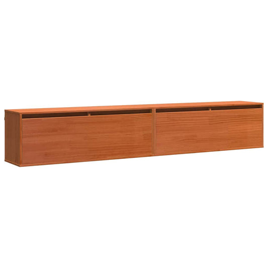 vidaXL Wall Cabinet with Shelf Wall-mounted Wax Brown Solid Pine Wood