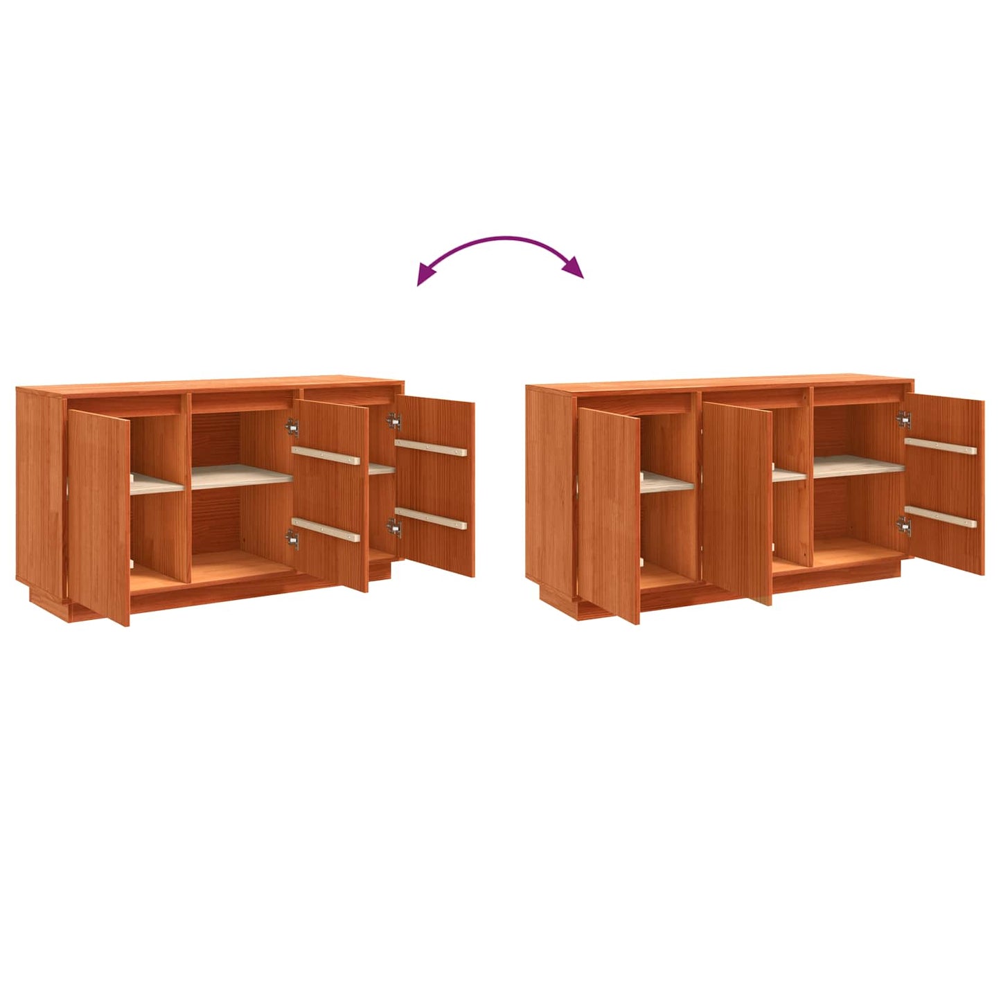 vidaXL Sideboard Brown Oak 111 x 34 x 60 cm Solid Pine Wood
