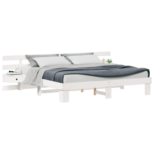 vidaXL Bed Frame with Headboard White 180 x 200 cm Solid Pine Wood