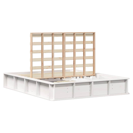 vidaXL Bed Frame White 150 x 200 cm Solid Pine Wood