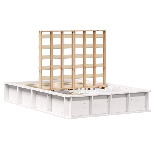 vidaXL Bed Frame White 140 x 200 cm Solid Pine Wood