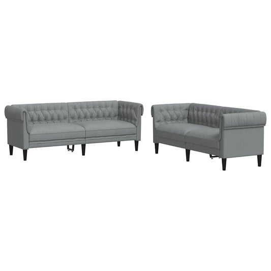 vidaXL Living Room Couch 2 pcs Light Grey 201.5 x 74.5 x 74.5 cm
