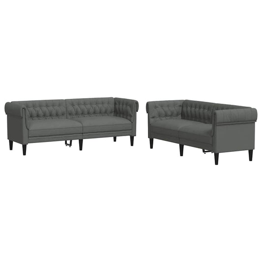 vidaXL Living Room Couch 2 pcs Dark Grey 201.5 x 74.5 x 74.5 cm Fabric