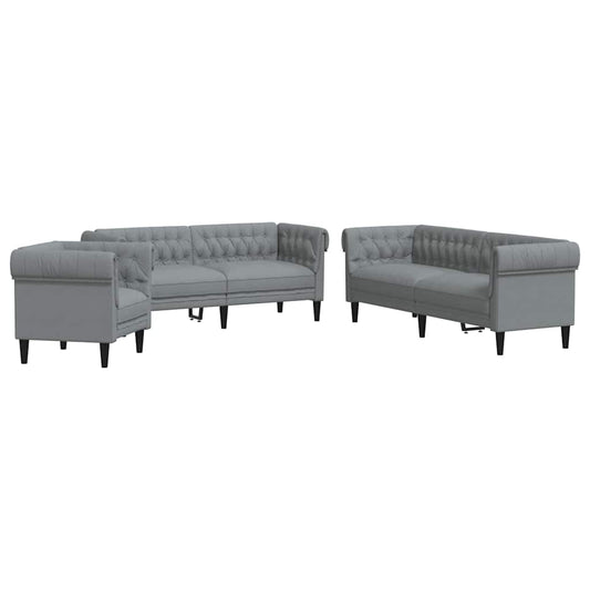 vidaXL Living Room Couch 3 pcs Light Grey 201.5 x 74.5 x 74.5 cm