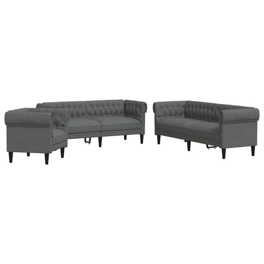 vidaXL Living Room Couch 3 pcs Dark Grey 201.5 x 74.5 x 74.5 cm Fabric