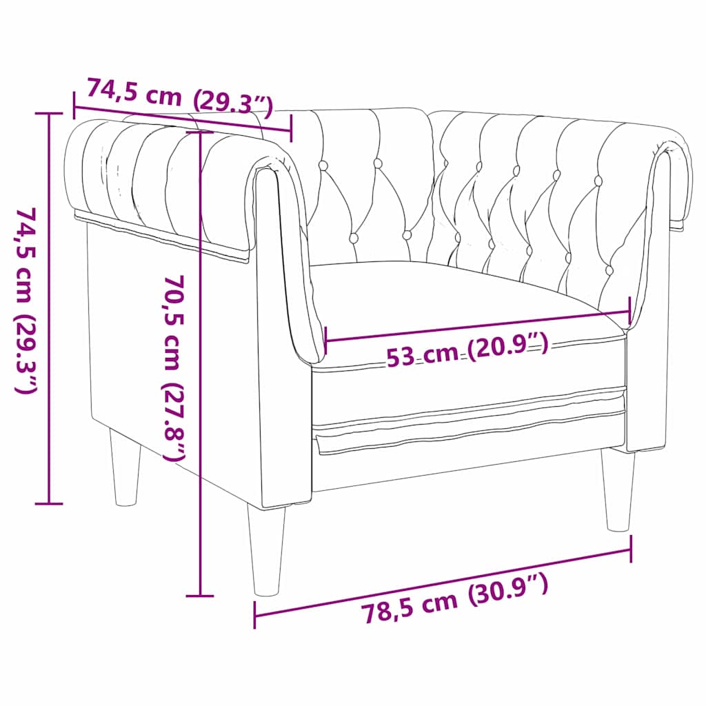 vidaXL Living Room Couch 3 pcs Dark Grey 201.5 x 74.5 x 74.5 cm Fabric
