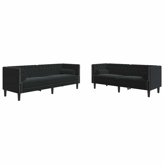 vidaXL Living Room Couch 2 pcs Black Velvet