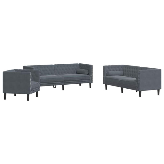 vidaXL Sofa Set Dark grey Velvet