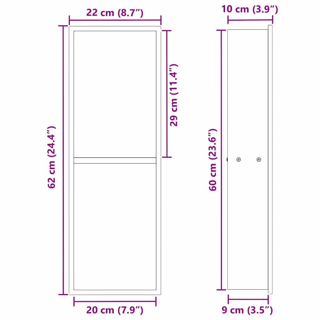 vidaXL Shower Niche White 60 x 20 x 9.5 cm Stainless Steel