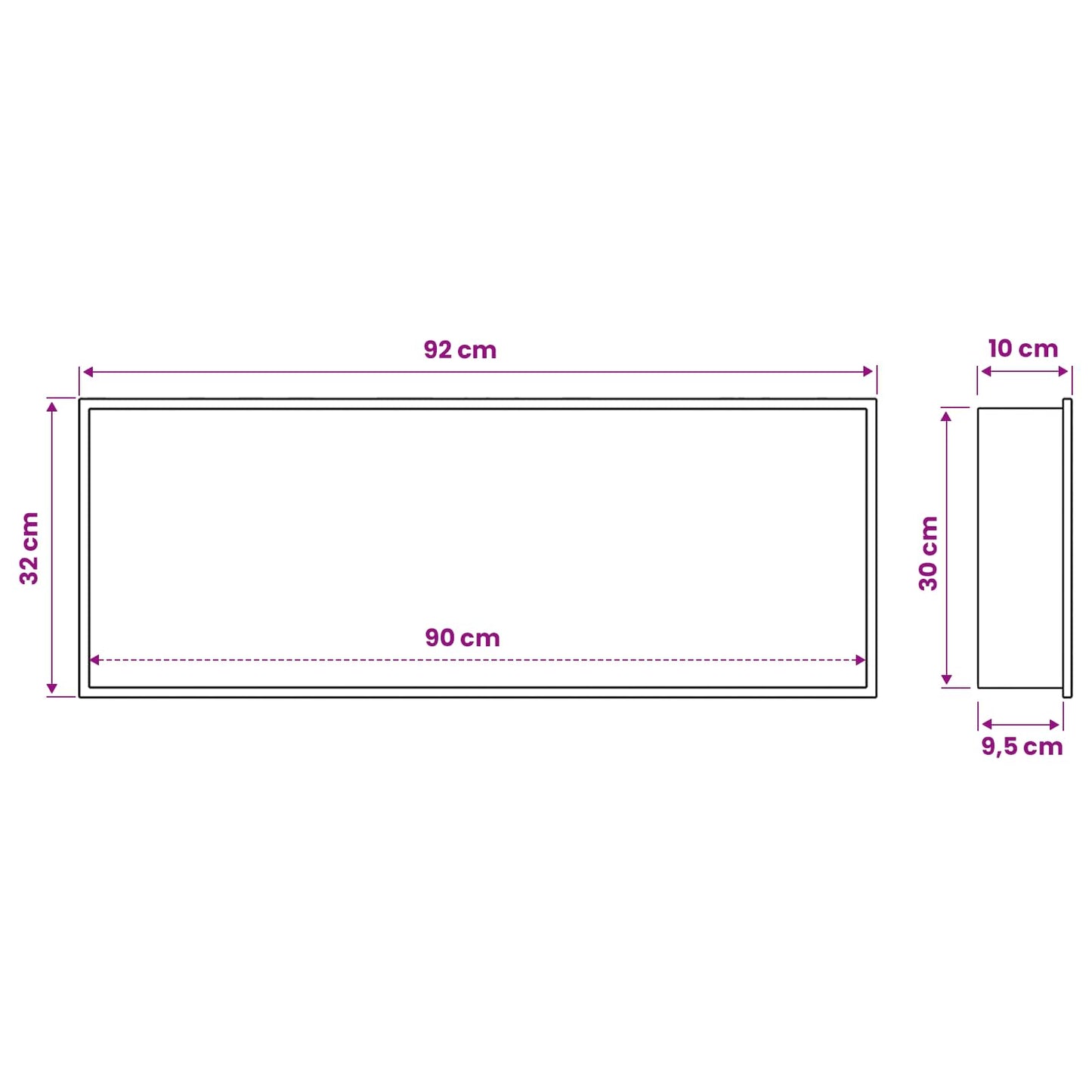 vidaXL Shower Niche Black 90 x 30 x 9.5 cm Stainless Steel