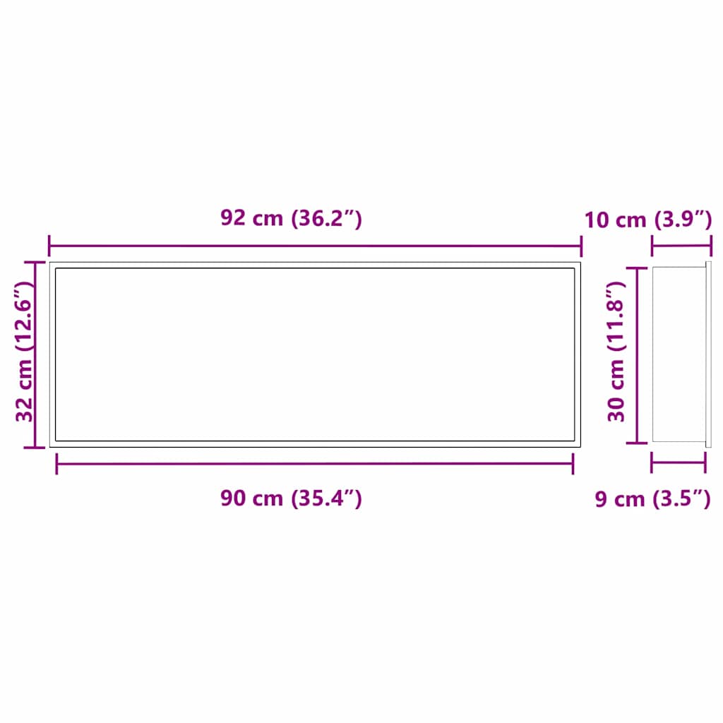 vidaXL Shower Niche Silver 90 x 30 x 9.5 cm Stainless Steel